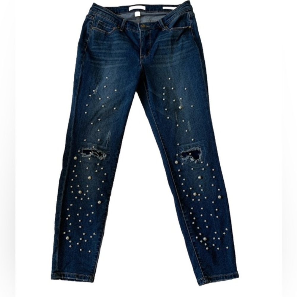 “Vintage America Blues” Pearl embroidered Jeans SZ 6/28 Boho Skinny Ankle